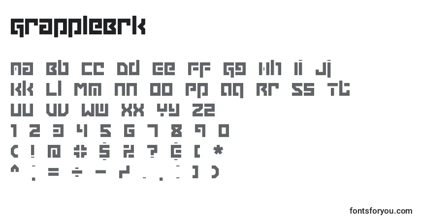 A fonte GrappleBrk – alfabeto, números, caracteres especiais