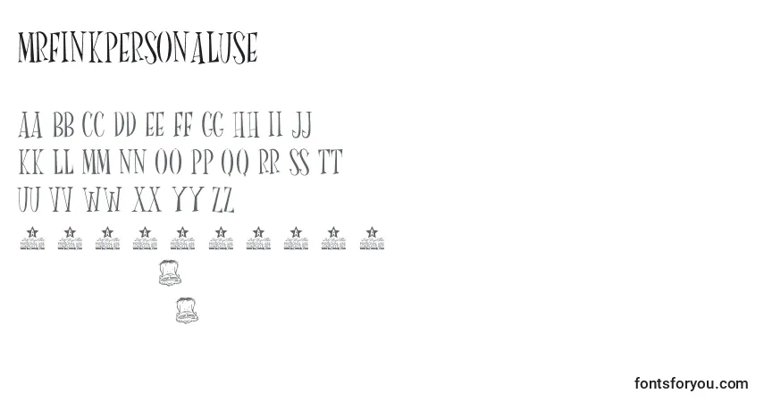 Czcionka MrFinkPersonalUse – alfabet, cyfry, specjalne znaki