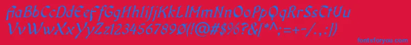 OldaniaadfstdItalic Font – Blue Fonts on Red Background