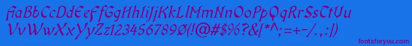 OldaniaadfstdItalic Font – Purple Fonts on Blue Background