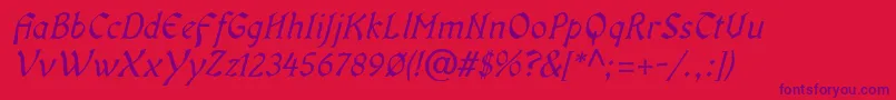 OldaniaadfstdItalic Font – Purple Fonts on Red Background