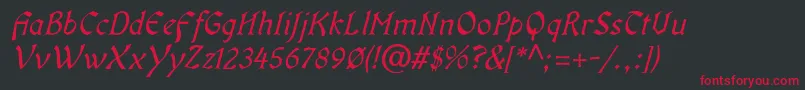 OldaniaadfstdItalic Font – Red Fonts on Black Background