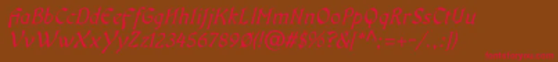 OldaniaadfstdItalic Font – Red Fonts on Brown Background