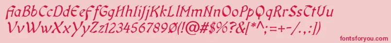 フォントOldaniaadfstdItalic – ピンクの背景に赤い文字