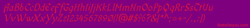 フォントOldaniaadfstdItalic – 紫の背景に赤い文字
