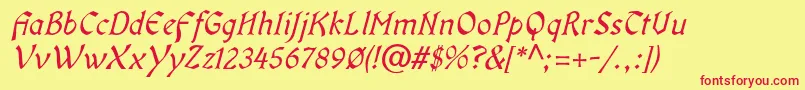 OldaniaadfstdItalic Font – Red Fonts on Yellow Background