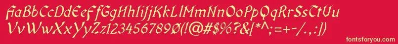 OldaniaadfstdItalic Font – Yellow Fonts on Red Background