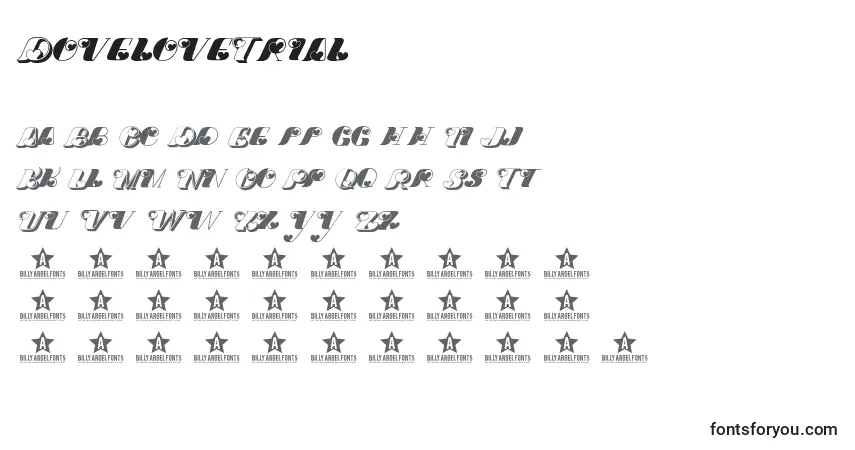 Czcionka DoveloveTrial – alfabet, cyfry, specjalne znaki