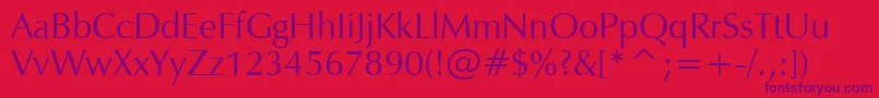 フォントZapfHumanist601Bt – 赤い背景に紫のフォント