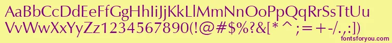 ZapfHumanist601Bt Font – Purple Fonts on Yellow Background