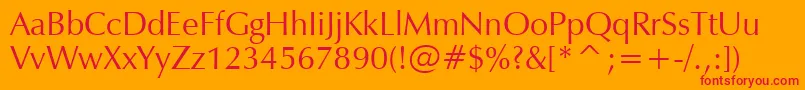 Fonte ZapfHumanist601Bt – fontes vermelhas em um fundo laranja