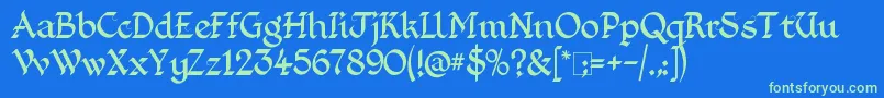 KingthingsFoundation Font – Green Fonts on Blue Background