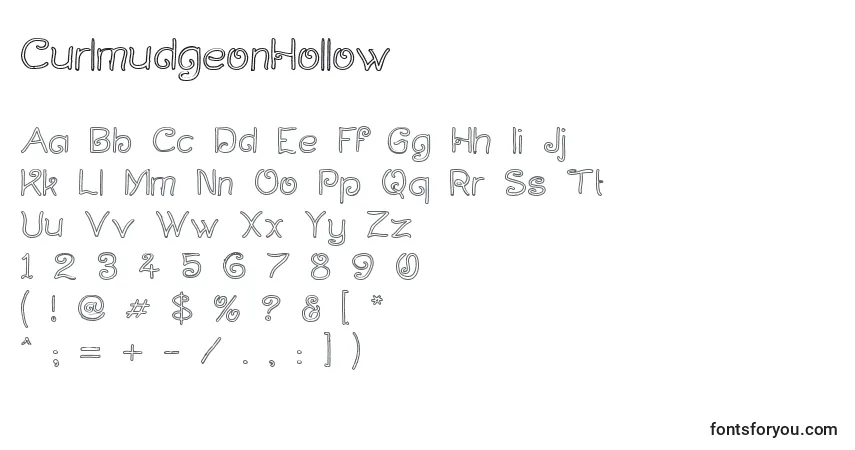 Czcionka CurlmudgeonHollow – alfabet, cyfry, specjalne znaki