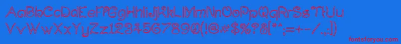 CurlmudgeonHollow-Schriftart – Rote Schriften auf blauem Hintergrund