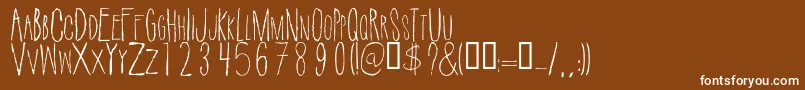 SuicidedraftRegular-Schriftart – Weiße Schriften auf braunem Hintergrund