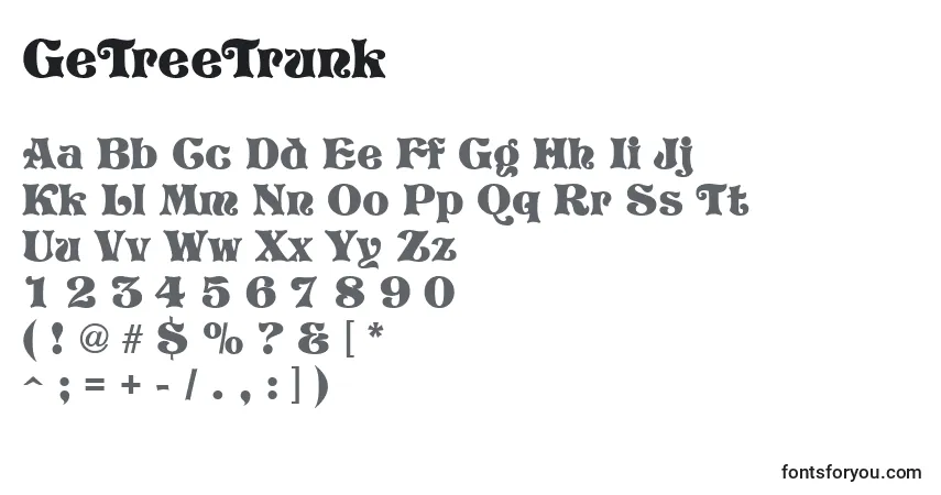 GeTreeTrunk-fontti – aakkoset, numerot, erikoismerkit