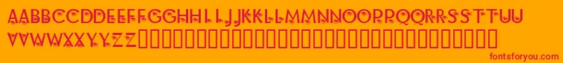 KrAlongCameASpider-Schriftart – Rote Schriften auf orangefarbenem Hintergrund