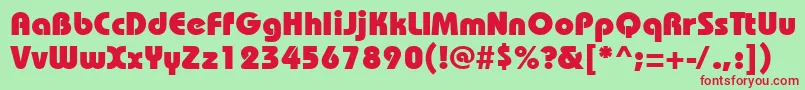 Шрифт Bauhausheavyctt – красные шрифты на зелёном фоне