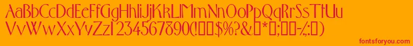 Toquedisplayssk-Schriftart – Rote Schriften auf orangefarbenem Hintergrund