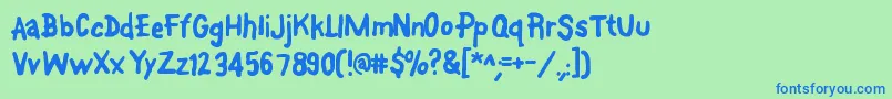 Fontonastick Font – Blue Fonts on Green Background