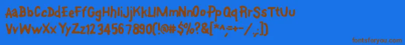 フォントFontonastick – 茶色の文字が青い背景にあります。