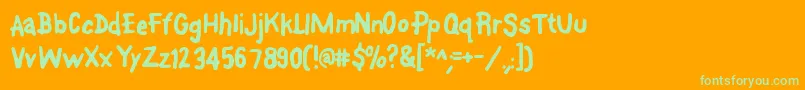 Fontonastick Font – Green Fonts on Orange Background