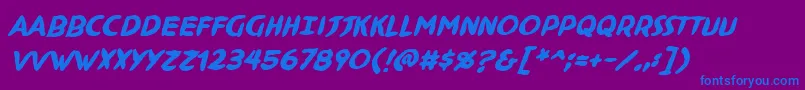 NinjutsuBbBold-Schriftart – Blaue Schriften auf violettem Hintergrund