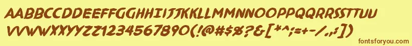 NinjutsuBbBold Font – Brown Fonts on Yellow Background