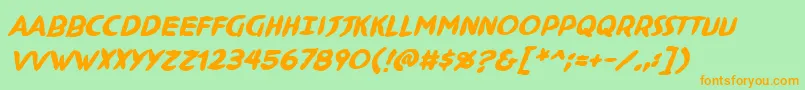 NinjutsuBbBold Font – Orange Fonts on Green Background