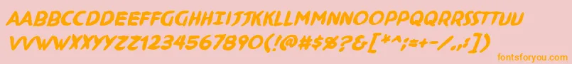 NinjutsuBbBold-Schriftart – Orangefarbene Schriften auf rosa Hintergrund