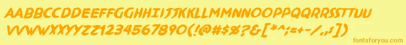 NinjutsuBbBold-Schriftart – Orangefarbene Schriften auf gelbem Hintergrund