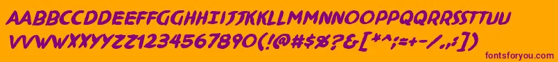 NinjutsuBbBold-Schriftart – Violette Schriften auf orangefarbenem Hintergrund