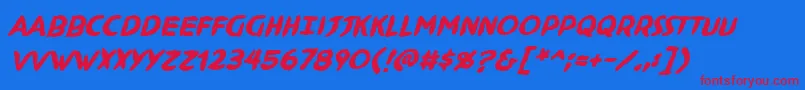 NinjutsuBbBold Font – Red Fonts on Blue Background