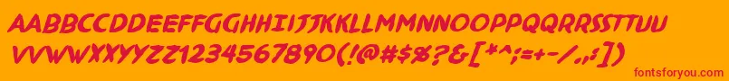 NinjutsuBbBold-Schriftart – Rote Schriften auf orangefarbenem Hintergrund