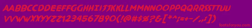 NinjutsuBbBold-Schriftart – Rote Schriften auf violettem Hintergrund