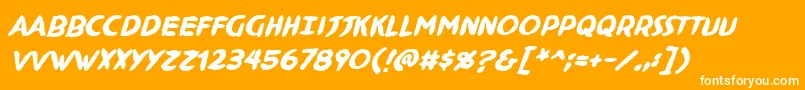 NinjutsuBbBold-fontti – valkoiset fontit oranssilla taustalla