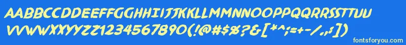 NinjutsuBbBold Font – Yellow Fonts on Blue Background