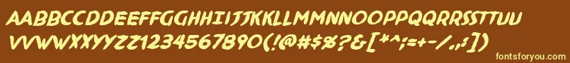 NinjutsuBbBold-Schriftart – Gelbe Schriften auf braunem Hintergrund