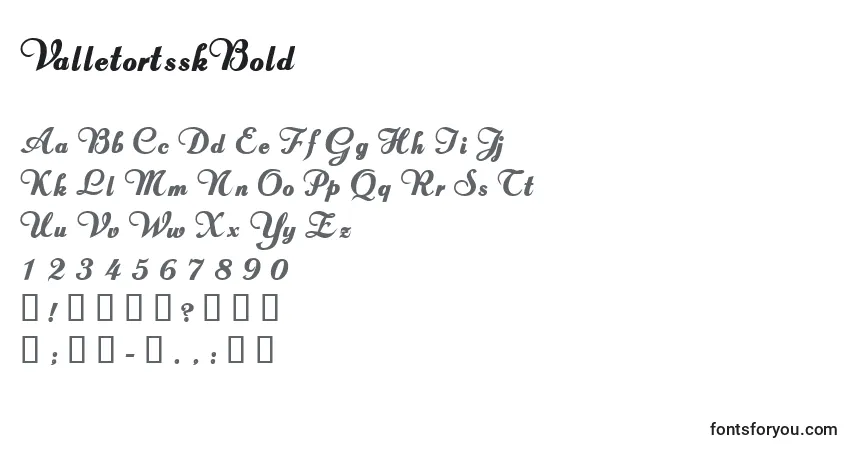 Шрифт ValletortsskBold – алфавит, цифры, специальные символы