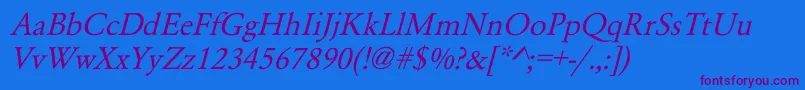 YearlindItalic Font – Purple Fonts on Blue Background
