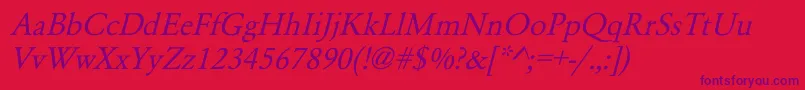 YearlindItalic Font – Purple Fonts on Red Background