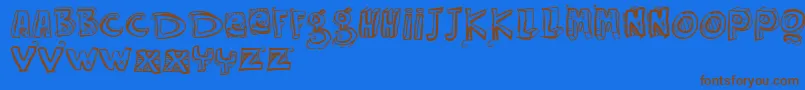 フォントVtks Easy Way – 茶色の文字が青い背景にあります。