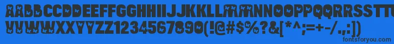 BulltoadbutterflyRegular-Schriftart – Schwarze Schriften auf blauem Hintergrund