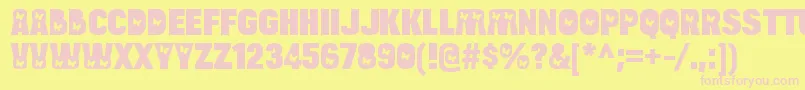 Fonte BulltoadbutterflyRegular – fontes rosa em um fundo amarelo