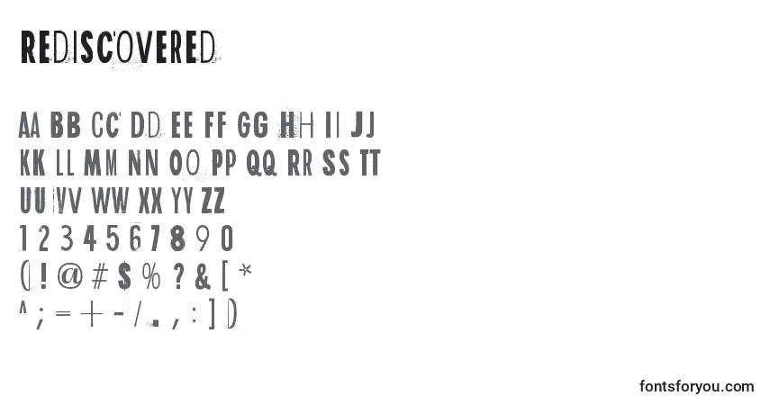 Шрифт Rediscovered – алфавит, цифры, специальные символы
