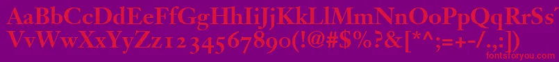 JansonOldstyleSsiBoldOldstyleFigures Font – Red Fonts on Purple Background