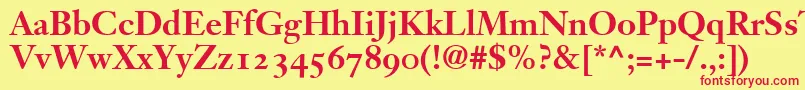 JansonOldstyleSsiBoldOldstyleFigures Font – Red Fonts on Yellow Background