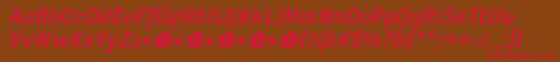 フォントPentaySansRegularItalic – 赤い文字が茶色の背景にあります。