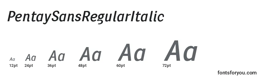 Размеры шрифта PentaySansRegularItalic