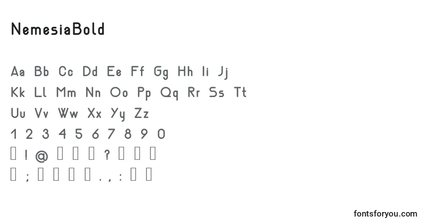 Schriftart NemesiaBold – Alphabet, Zahlen, spezielle Symbole
